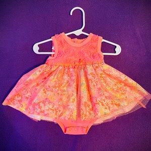Baby girl 0-3 month pink-orange onesie dress